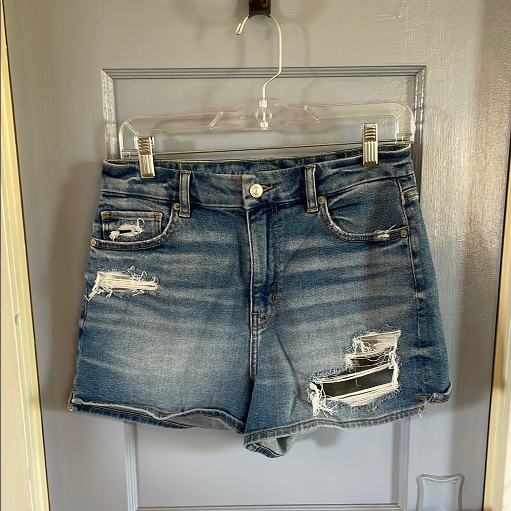 American Eagle Outfitters Blue Distressed Jean Shorts
